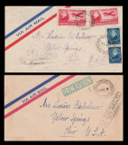 1949 Romania, Plicuri VERNESCU expediate in SUA stampile rare PARCUL DOMENIILOR
