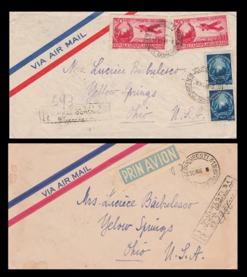 1949 Romania, Plicuri VERNESCU expediate in SUA stampile rare PARCUL DOMENIILOR foto