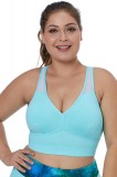 Cumpara ieftin BRA225P-48 Bustiera sport cu decolteu adanc in V si plasa- plus size