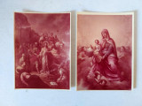 Lot 2 icoane poza, vechi / vintage, Iisus si Maria, 9x12cm