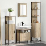 Set de mobilier pentru baie cu raft cu ușă 4 pcs Stejar sonoma