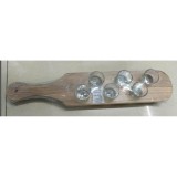 Set 6 pahare shot din sticla flippy, cu suport din lemn, design rustic, 41 x 8.5 x 6 cm, model 2, maro