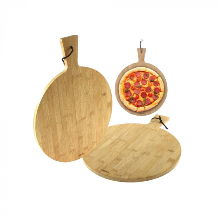 Tava pentru pizza, din bambus, 41 x 30 x 1,5 cm, KingHoff