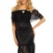 N783-1 Rochie midi din dantela cu decolteu bardot