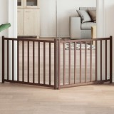 vidaXL Poartă de c&acirc;ini pliabilă 2 panouri stejar maro 160 cm lemn brad