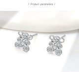 Cumpara ieftin Cercei din Argint 925 , zSparkly Teddy Bear, cu Cristale Zirconia placat cu aur