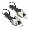 Sandale din piele naturala cu bareta la spate Ruby Silver, 35 - 41, Argintiu, Ingiro