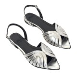 Sandale din piele naturala cu bareta la spate Ruby Silver
