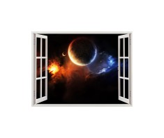 Autocolant decorativ, Fereastra, Planete, Multicolor, 83 cm, 183ST foto