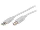 Cablu USB 2.0 A-B, 3m, dublu ecranat, gri deschis