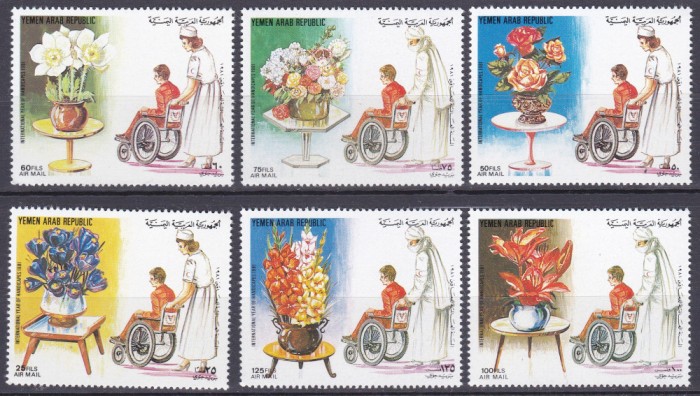 DB1 Flora Flori Anul intl. al Handicapatilor 1981 Yemen 1982 6 v. MNH