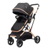 Carucior 2 in 1 pliabil si reversibil pentru bebelusi, cu cos de depozitare, 0-36 luni, pana la 15 kg, negru
