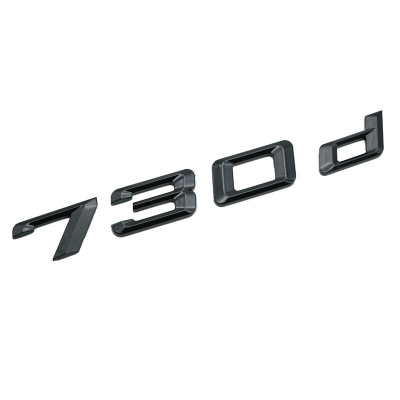 Emblema 730d Negru lucios, spate portbagaj BMW foto