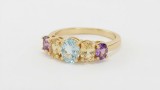 Cumpara ieftin Inel din Argint 925 Placat cu Aur cu Cristale Multicolore , Rainbow Pastel Eternity