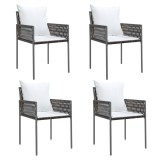 Scaune de gradina cu perne, 4 buc., maro, 54x61x83 cm poliratan