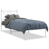 Cumpara ieftin Cadru de pat metalic fara saltea, cu tablie, alb, 75x190 cm