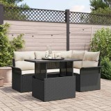 vidaXL Set de canapele pentru grădină cu pernă 5 pcs Negru Rattan poli 3348273