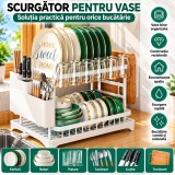 Cumpara ieftin Scurgator vase negru Versatyx&reg;, Etajat, Suport pentru tacamuri si tocator, Suport pentru pahare si cani, Tava cu scurgere inclusa, Doua nivele pentru