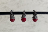Set din argint masiv 925, cercei și pandantiv, coral roșu cu marcasite