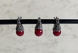 Set din argint masiv 925, cercei ?i pandantiv, coral ro?u cu marcasite