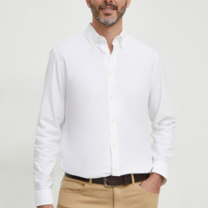 United Colors of Benetton camasa din bumbac barbati, culoarea alb, cu guler button-down, regular