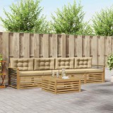 vidaXL Set de canapele de exterior cu pernă 5 pcs Alb și Bej 3390018