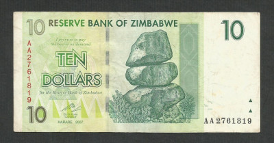 ZIMBABWE 10 DOLARI DOLLARS 2007 [25] P- 67 , F foto