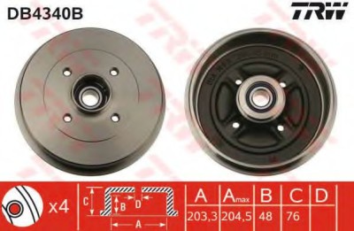 Tambur frana NISSAN NOTE (E11) (2006 - 2013) TRW DB4340B foto
