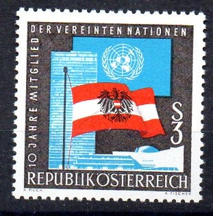 AUSTRIA 1965, Aniversari - ONU, serie neuzata, MNH foto