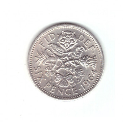 Moneda Anglia 6 pence 1964, stare foarte buna, curata foto