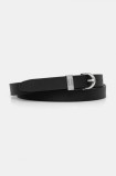 Tommy Jeans curea de piele femei, culoarea negru, AW0AW17000