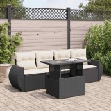 VidaXL Set mobilier de grădină cu perne, 5 piese, negru, poliratan