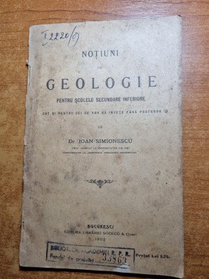 notiuni de geologie - pentru scolilor secundare - din anul 1902 foto