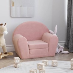 Gossi canapea extensibila pentru copii, roz, plus moale