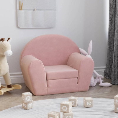 Canapea extensibila pentru copii, roz, plus moale GartenMobel Dekor foto