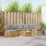 vidaXL Set de canapele de exterior 8 pcs Alb și gri deschis 3392216