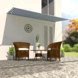 Copertina Retractabila Albastru/Alb 300x150cm, Poliester,Protectie UV,Impermeabila,Actionare Manuala, Copertina Terasa,Balcon,Gradina
