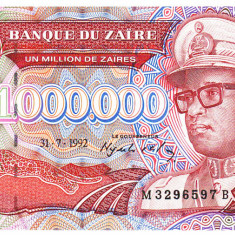 Zair 1 000 000 Zaires 1992 Mobutu P-44A UNC RARA