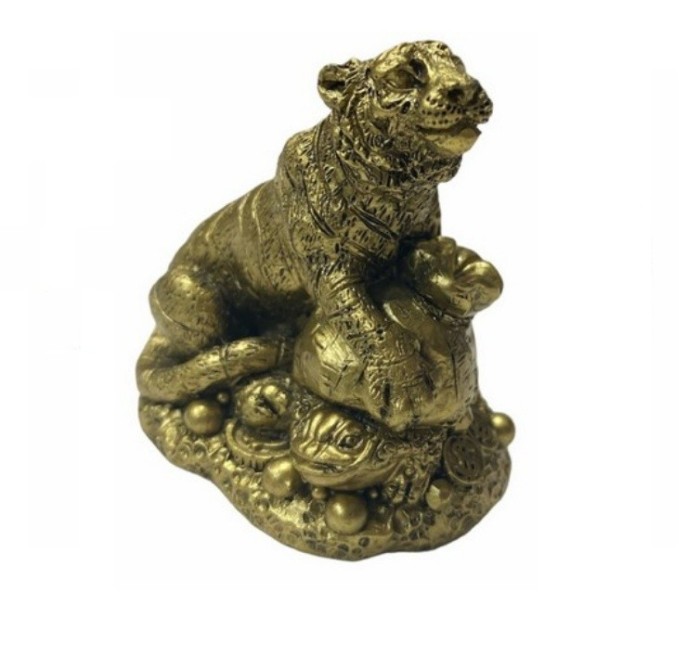 Statueta Feng Shui Tigru cu Sac de bani - 4,3cm, MODEL FS209(B)