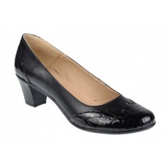Pantofi dama din piele naturala Marimea 36 Negru LP104CROCON