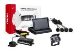 Set senzori de parcare AMiO TFT02 4,3 inch cu camera marsarier HD-501-IR, 4 senzori negri, afisaj si asistent parcare auto