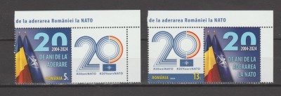 ROMANIA 2024 -NATO -20 ANI DE LA ADERAREA ROMANIEI LA NATO Serie 2 val cu vinieta LP.2459 foto