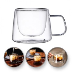 Set Pahare din sticla borosilicata, 200 ml, design dublu stratificat