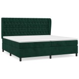 Cumpara ieftin Pat box spring cu saltea, verde inchis, 200x200 cm, catifea