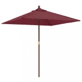 Umbrela de gradina stalp din lemn, rosu bordo, 198x198x231 cm