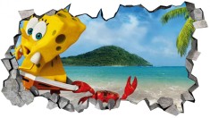 Sticker decorativ, SpongeBob, Albastru-Galben, 90 cm, 8267ST-2