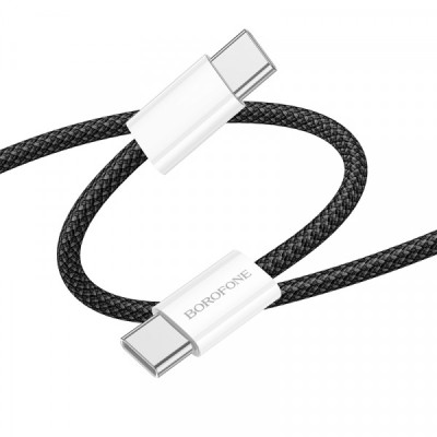 Cablu Date si Incarcare USB-C - USB-C Borofone BX103 Original, 60W, 1m, Negru foto