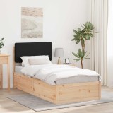 vidaXL Cadru de pat cu tăblie tapițată cu headboard Negru 90 x 200 cm 877656