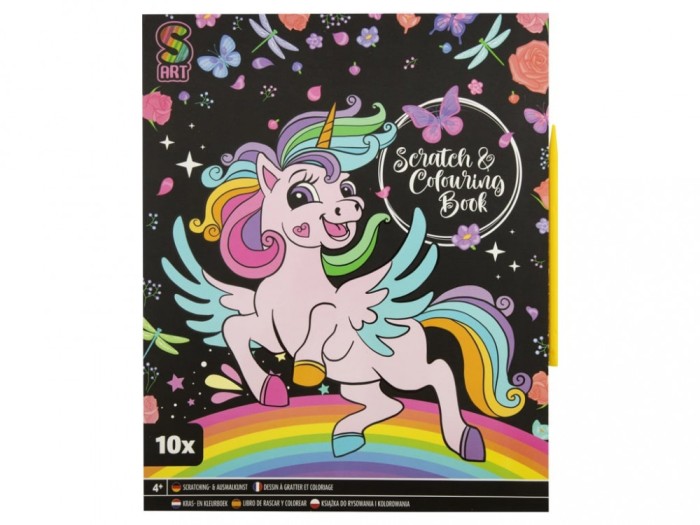 Set creativ de colorat si razuit, unicorn