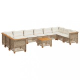 Cumpara ieftin Set canapele de gradina cu perne, 11 piese, bej, poliratan